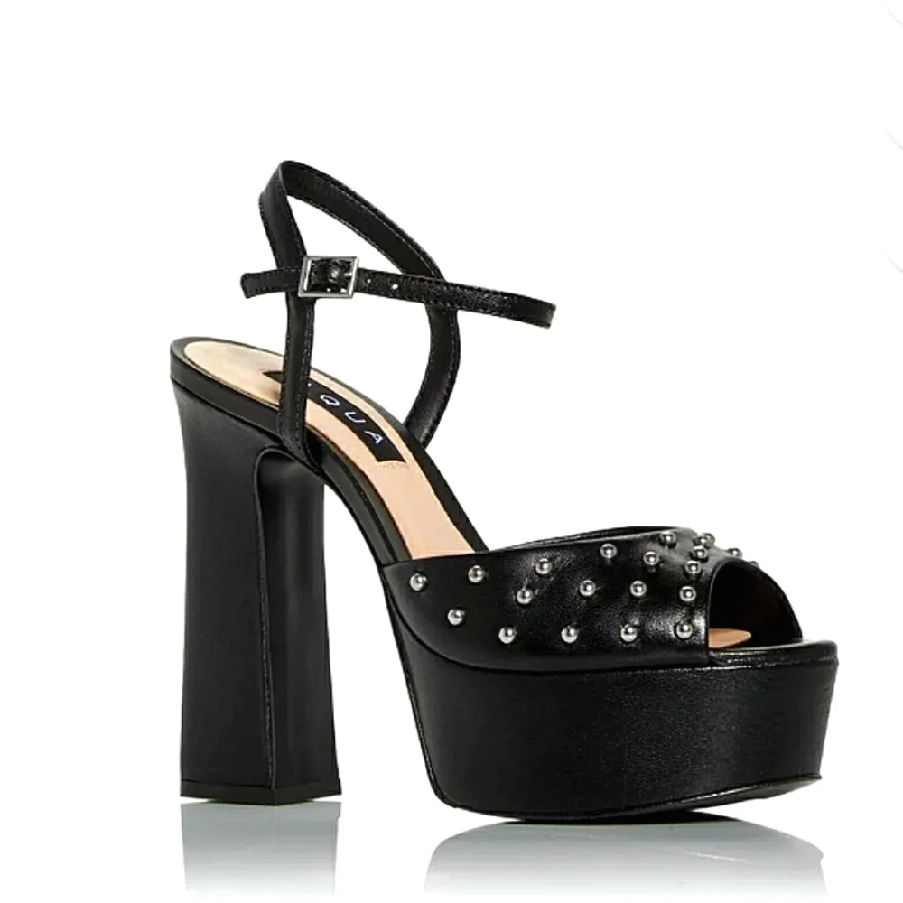New w/o Box Aqua Cullen Genuine Leather Ankle Strap Platform Studded Sandals